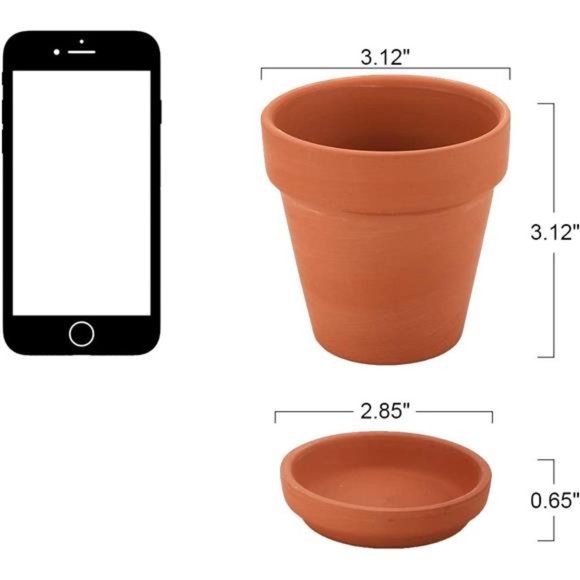 3 Inches Small Terracotta Pots with Saucer, 12 Pack 3" Clay Pots and Saucers - Picture 2 of 7